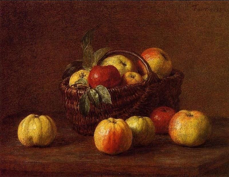 Henri Fantin-Latour Apples in a Basket on a Table